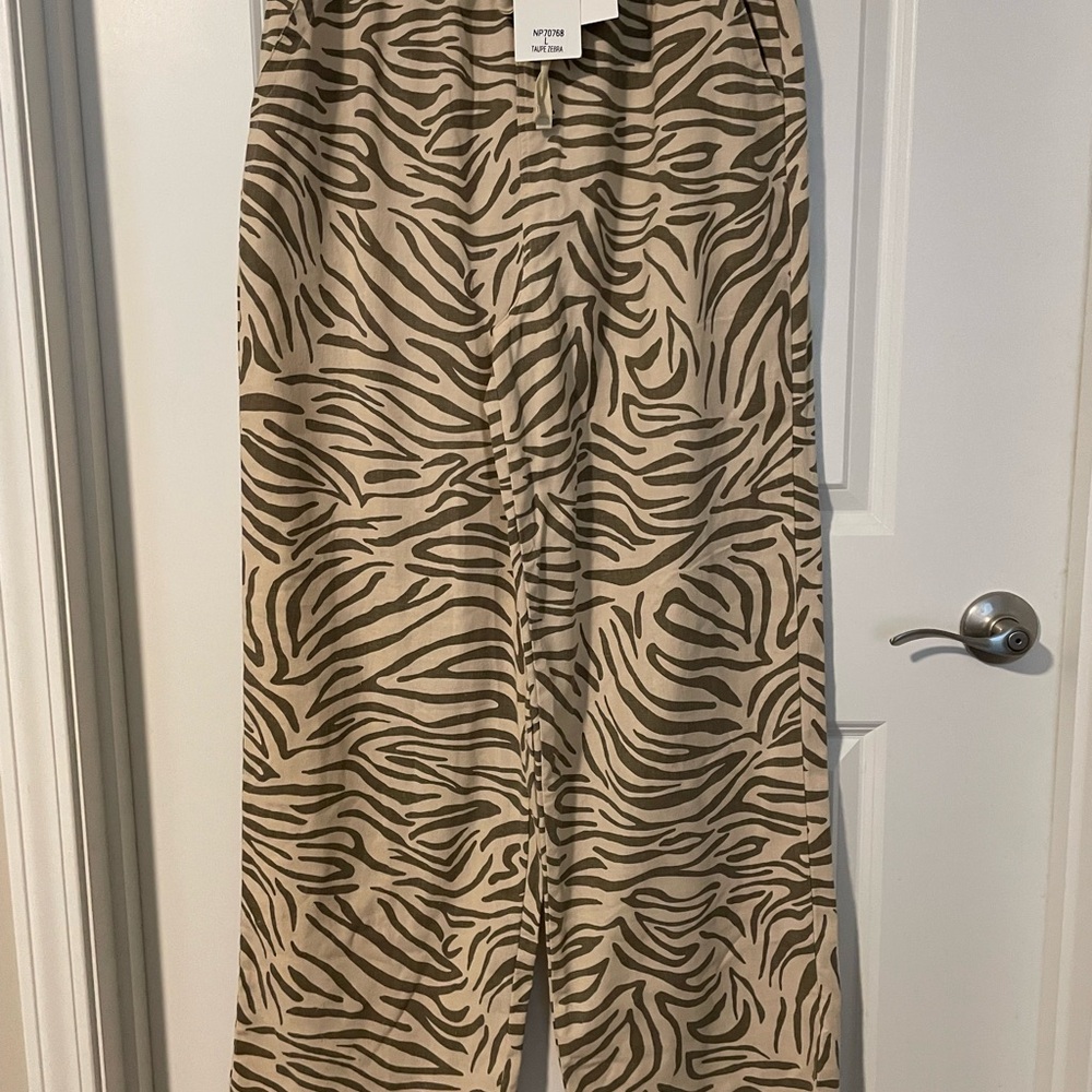 Zebra Print Wide-Leg Pants very J large